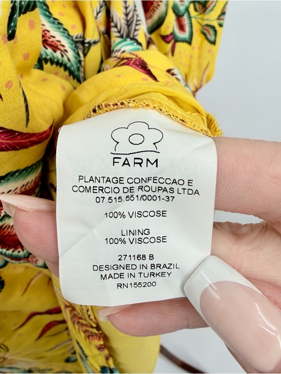 FARM RIO Bria Yellow Jungle Motif Smocked Mini Dress NWT - Picture 6 of 8